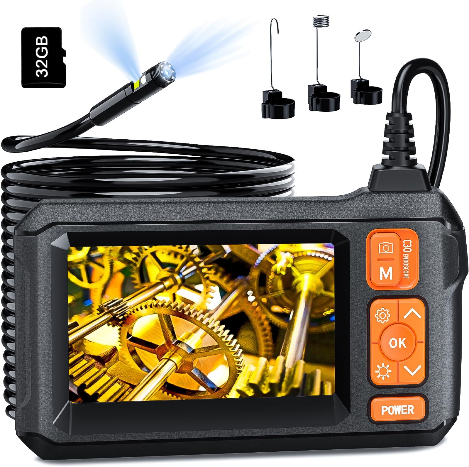 Endoscope Camera with Lights, IP67 Waterproof Endoscope, 1080 HD Borescope, 16.5FT Flexible Borescope, Sewer/Plumbing/Auto Inspection Camera with LED Lights, Gadget Gift for Men
