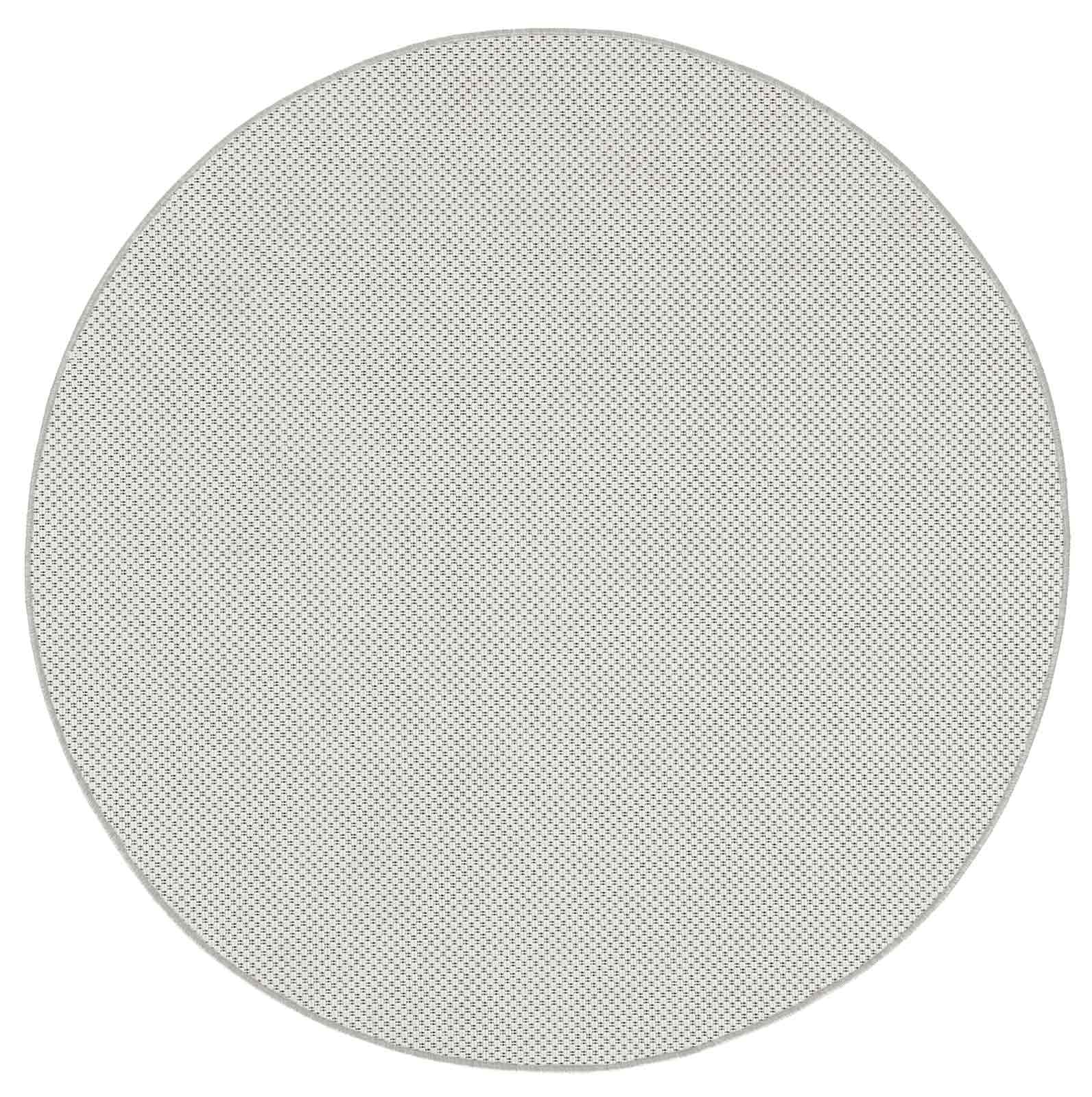 Taracarpet Outdoor Teppich Wetterfest Wohnzimmer Balkon Küchenteppich Flachgewebe Sisaloptik Einfarbig Uni Creme Weiss 160x160 cm rund