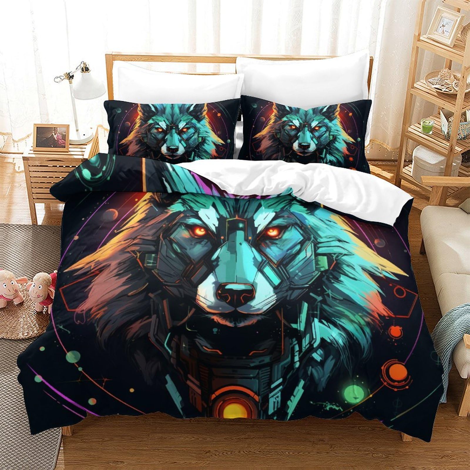Parure de lit 260x220 cm en microfibre avec housse de couette zippée enfant