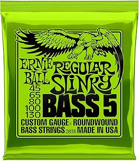 Ernie Ball 5-String Regular Slinky Nickel Wound Bass Guitar Strings, 45-130 Gauge (P02836)