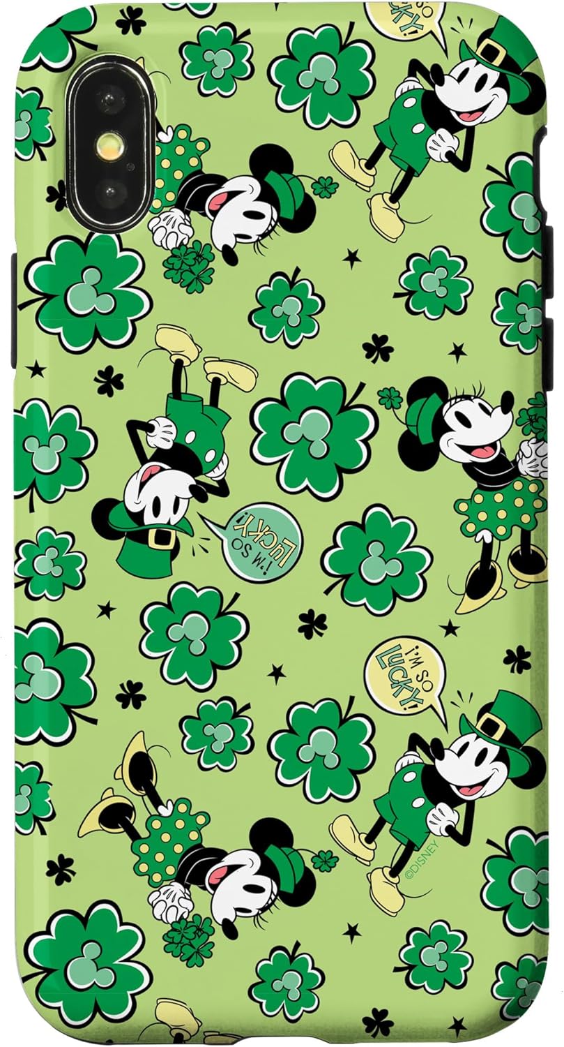 iPhone 12/12 Pro Disney Mickey & Minnie St. Patrick’s Day Lucky 4-Leaf Clover Case