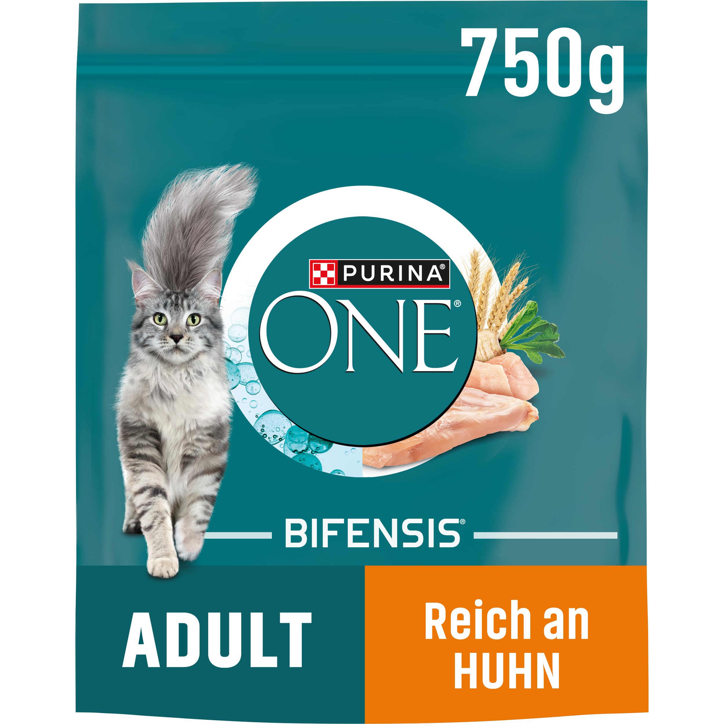 Nestle Nestlé PURINA One BIFENSIS Comida para Gatos para Adultos Seca, Rica en Pollo, 6 Unidades (6 x 750 g)