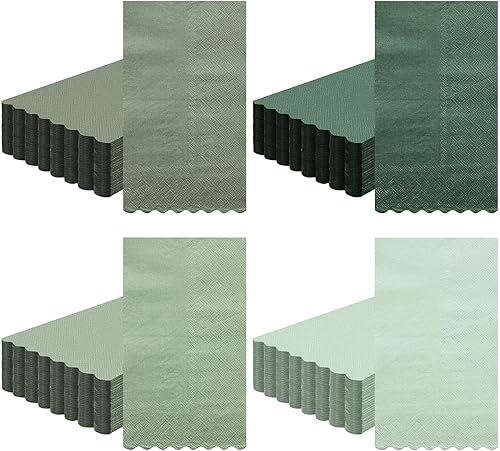 Miniatura 61 de Zhanmai Paquete de 100 servilletas de cóctel de 5 x 5 pulgadas, servilletas festoneadas de papel de color degradado con bordes festoneados, almuerzo