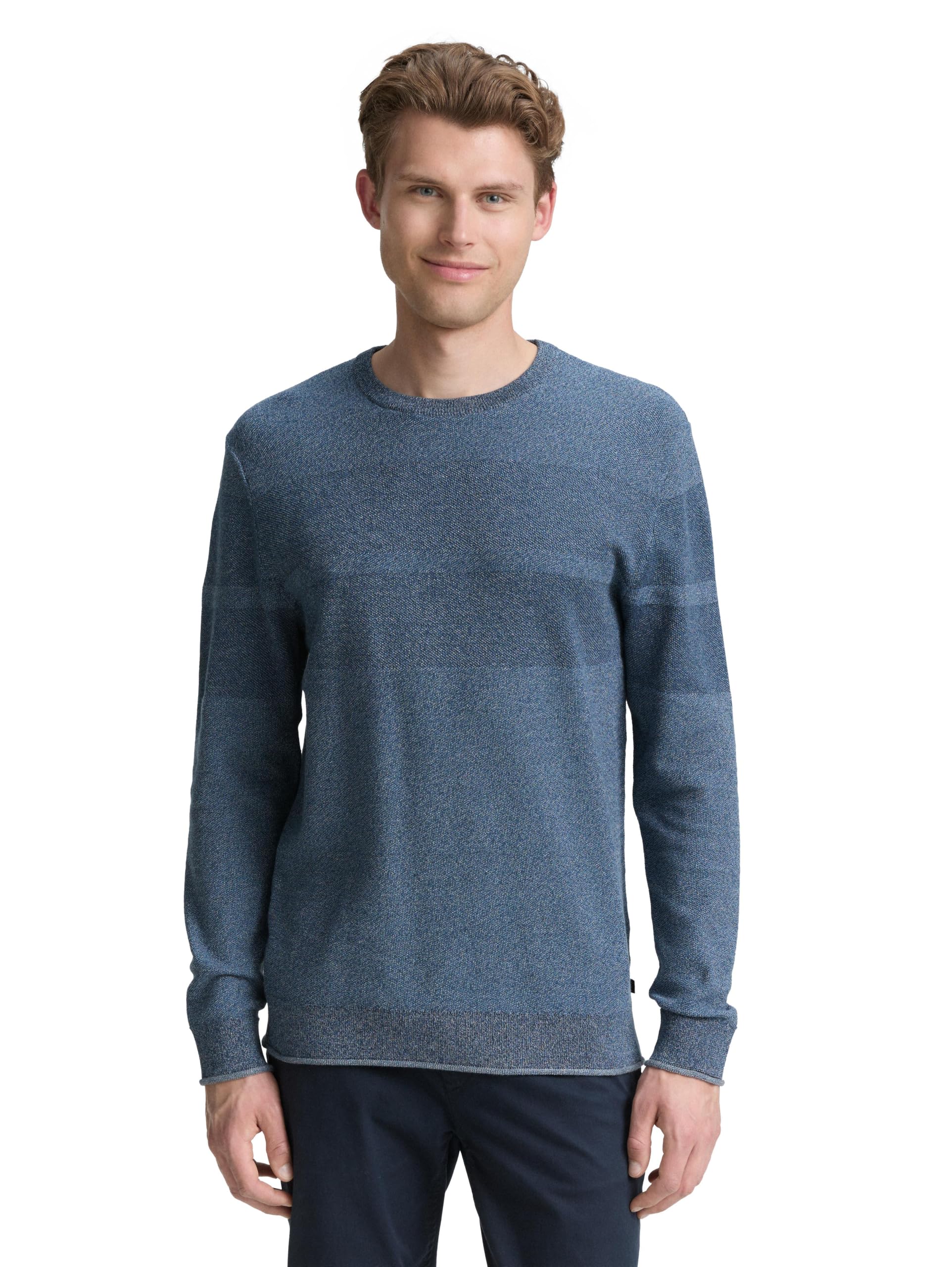 TOM TAILOR Herren Strickpullover mit tonalen Streifen