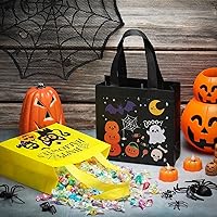 Vista 3 de 100 bolsas de Halloween para dulce o truco, bolsas de Halloween con asas, bolsas no tejidas de Halloween, bolsas de Halloween para envolver regalos