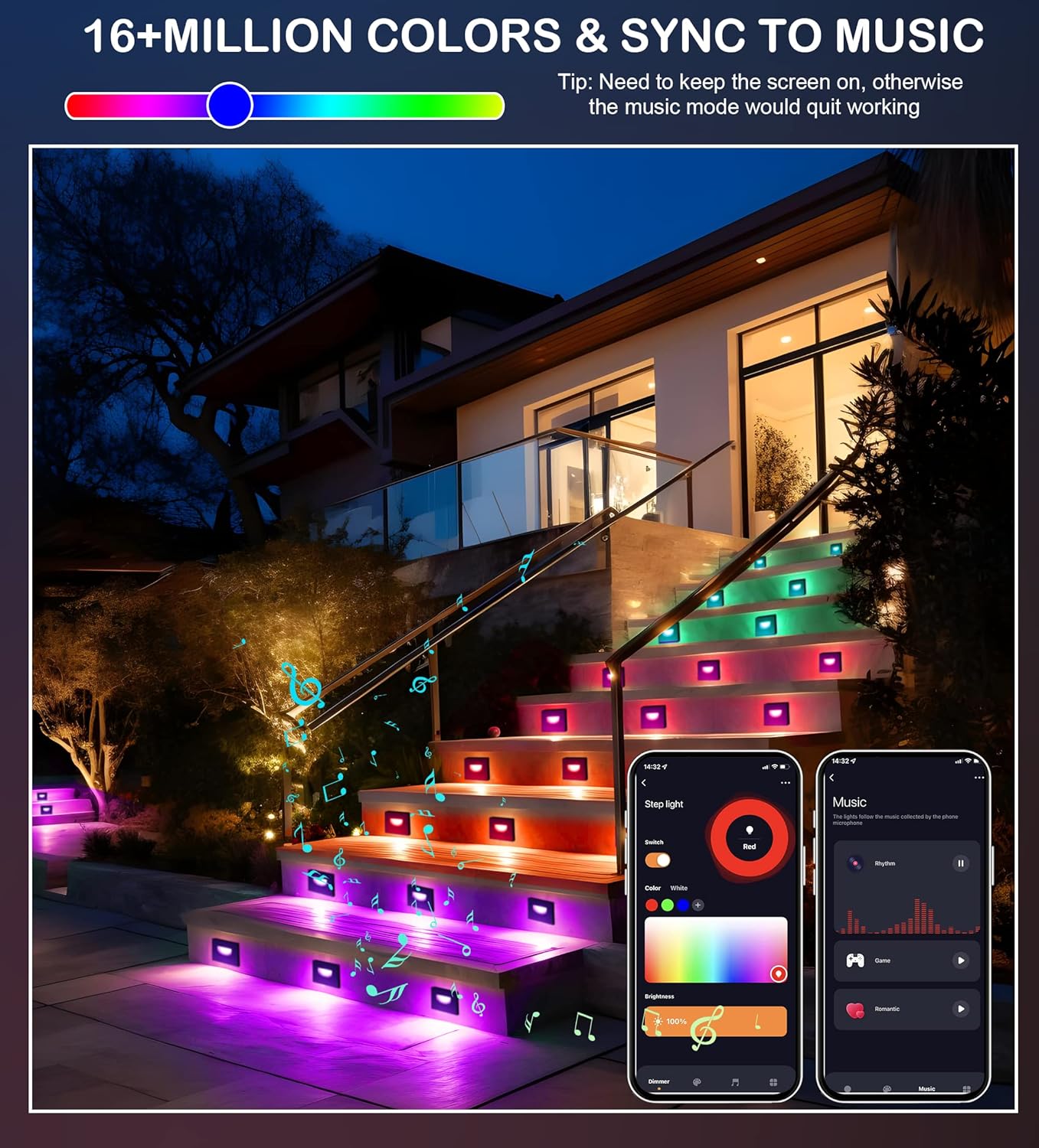 CLOUDY BAY 120V Indoor Outdoor Smart LED Step Lights, RGBCW Color Changing Stair Lights,3W 2700K-6500K,Hub Included,Compatible with Alexa and Google Home Assistant, 6 Pack - - 