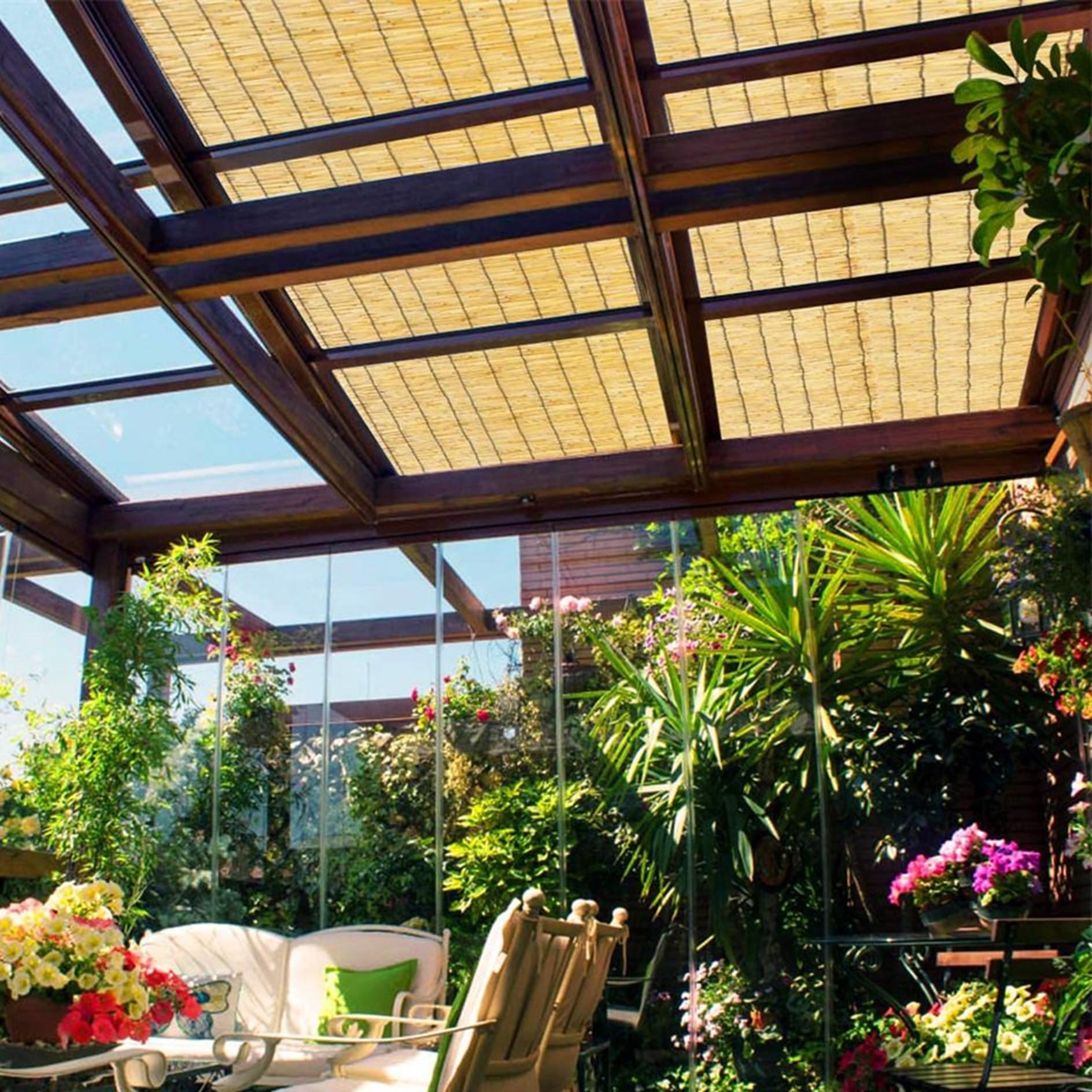 Brise-Vue En Roseau Naturel 60x300cm - Clôture Jardin Durable, Protection Solaire Et Intimité