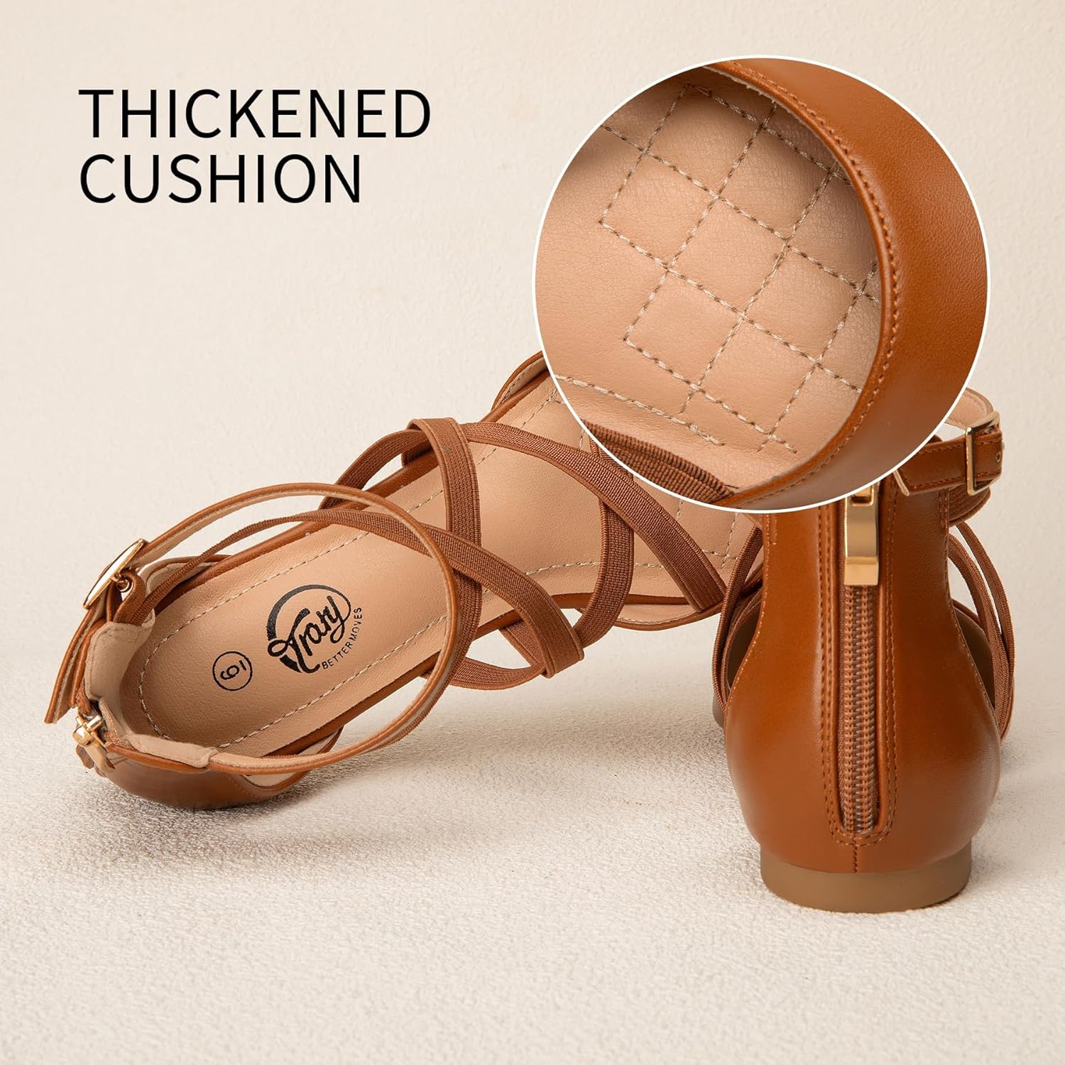 Trary Flats for Women, Mary Jane Shoes Women Ballet Flats with Elastic Ankle Straps, Comfortable Pointed Toe Dress Shoes for Office or Casual Wear - Image 5