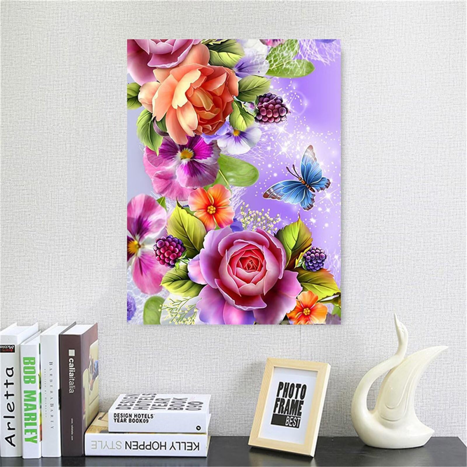 Diamond painting fleur colorée grand format pour décorer votre salon