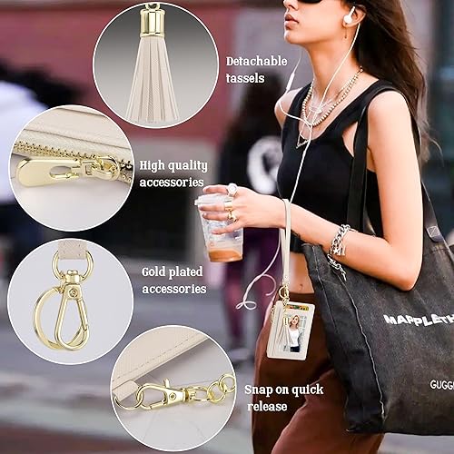 Vista 3 de New Fashion Kingdom Cartera pequeña para mujer, tarjetero RFID, cartera con llavero, cartera delgada para mujer, cartera compacta de cuero