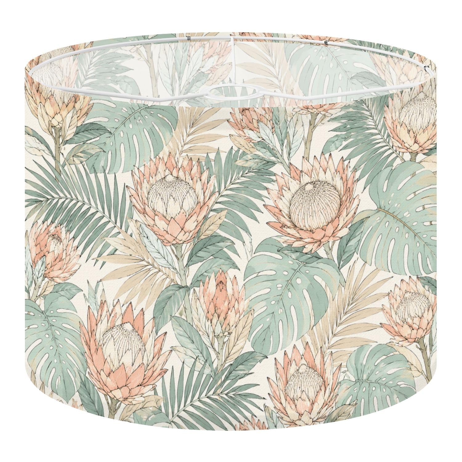 Deruinvaio Multi3 2Pcs 13In Lampshade Lamp Shade Vintage Protea Flower Monstera Leaf For Ceiling Light, Table Lamp Floor Lamp Easy Assembly Replacement Light Shade