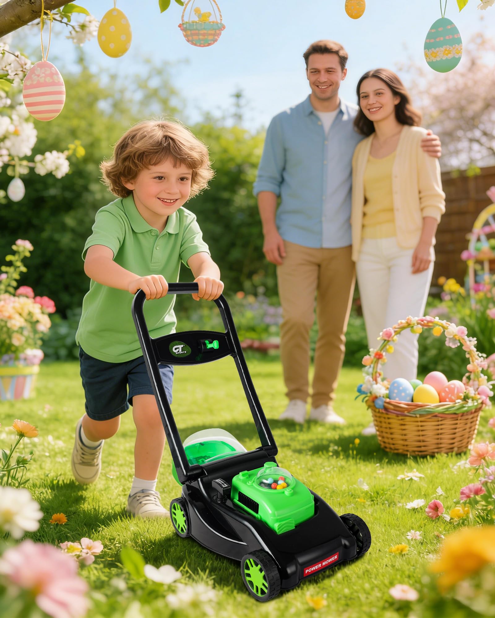 Kids Lawn Mower with Realistic Grass-Cutting Action and Sounds–No Batteries Required | Kids Lawn Mower，Fun Outdoor Push Toy for Kids
