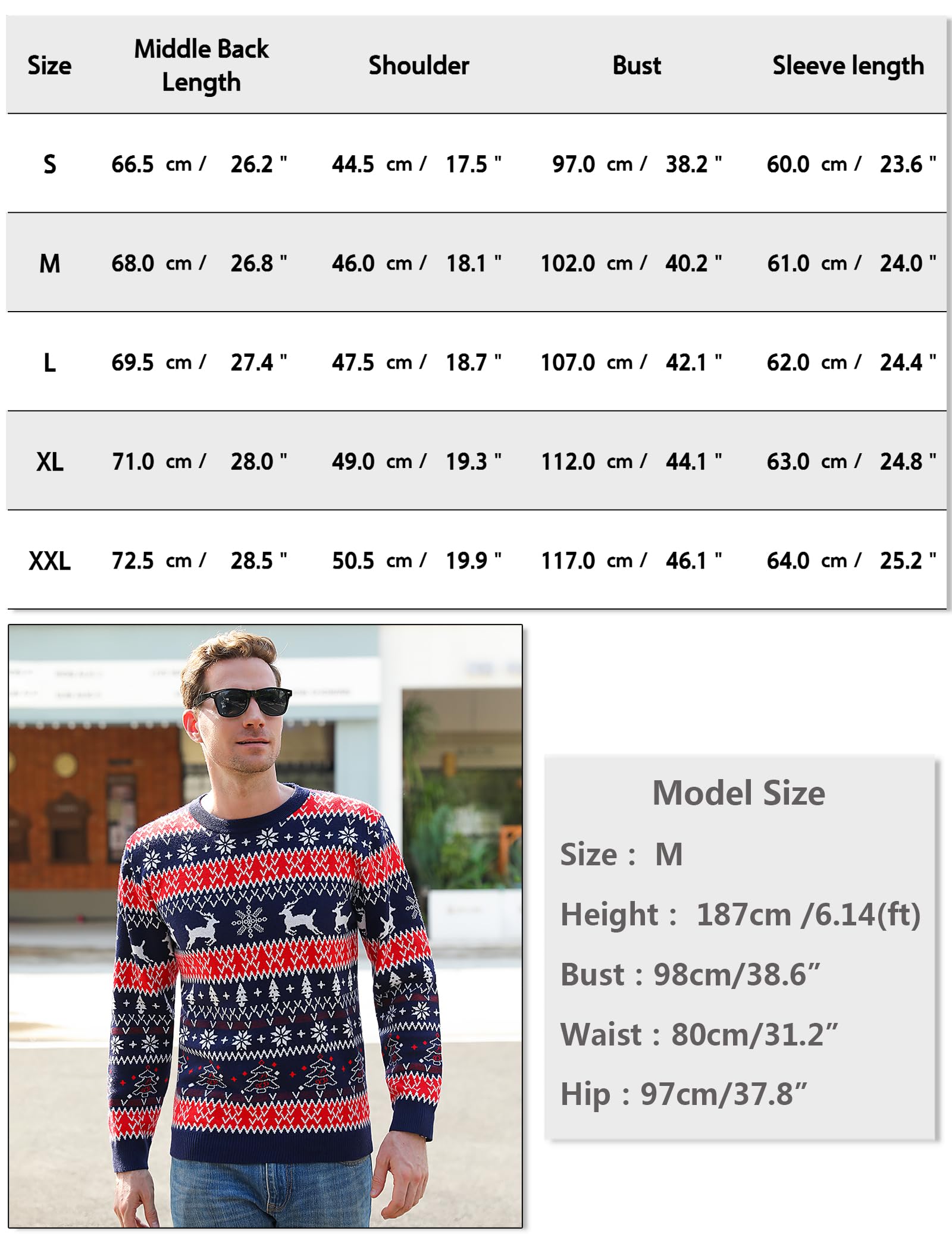 iClosam Pull de Noël pour Homme Christmas Sweater col Rond Pull Chaud en Tricot pour Noël