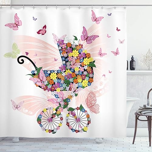 Miniatura 158 de Ambesonne Cortina para regadera náutica con palmeras