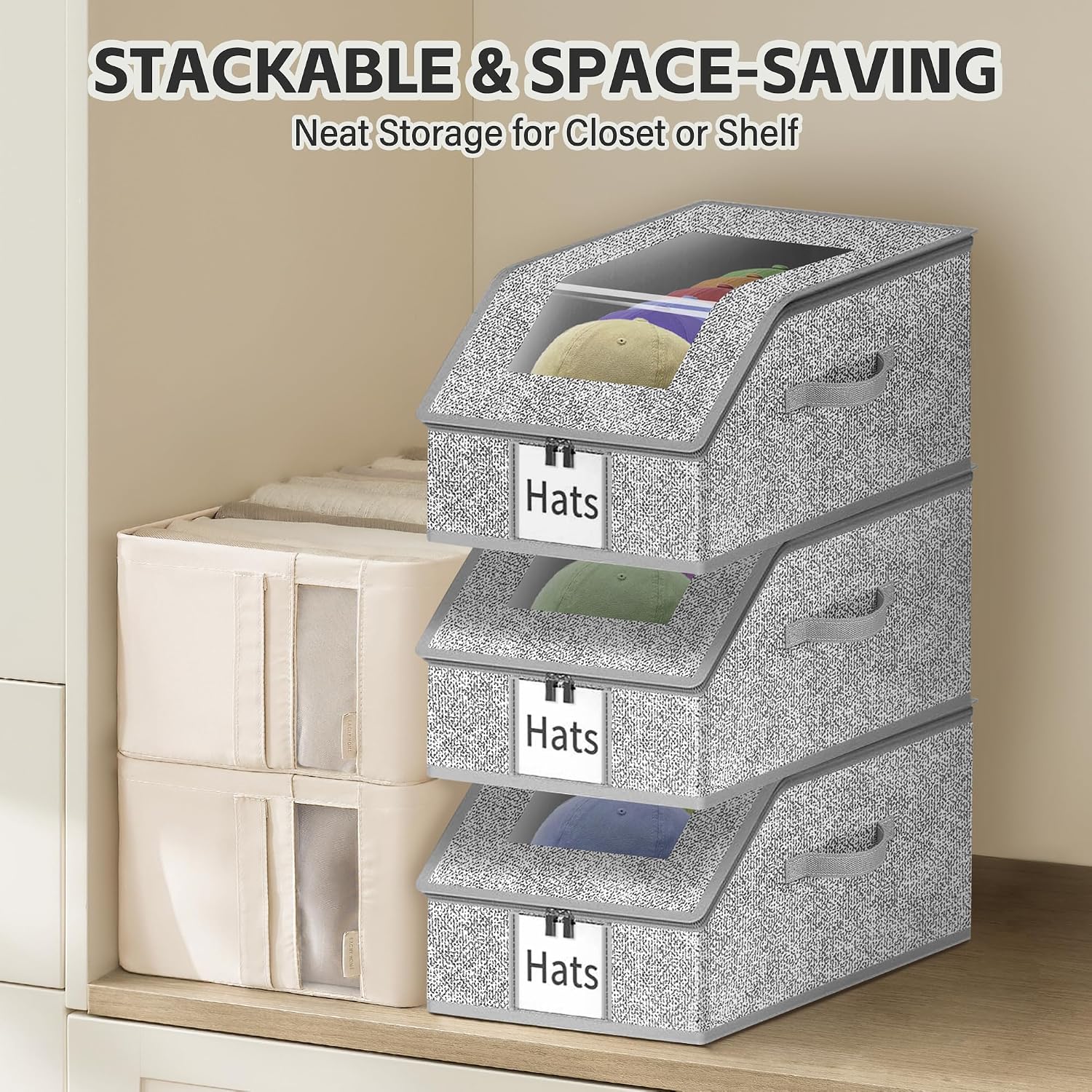 Hat Organizer for Baseball Caps, 3 Pack, Holds up to 45 Caps