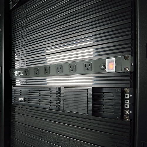 Miniatura 4 de Tripp Lite Regleta de alimentación PDU para montaje en rack de 12 salidas, seis tomas frontales y seis orientadas hacia atrás, 15A, 120V, cable de