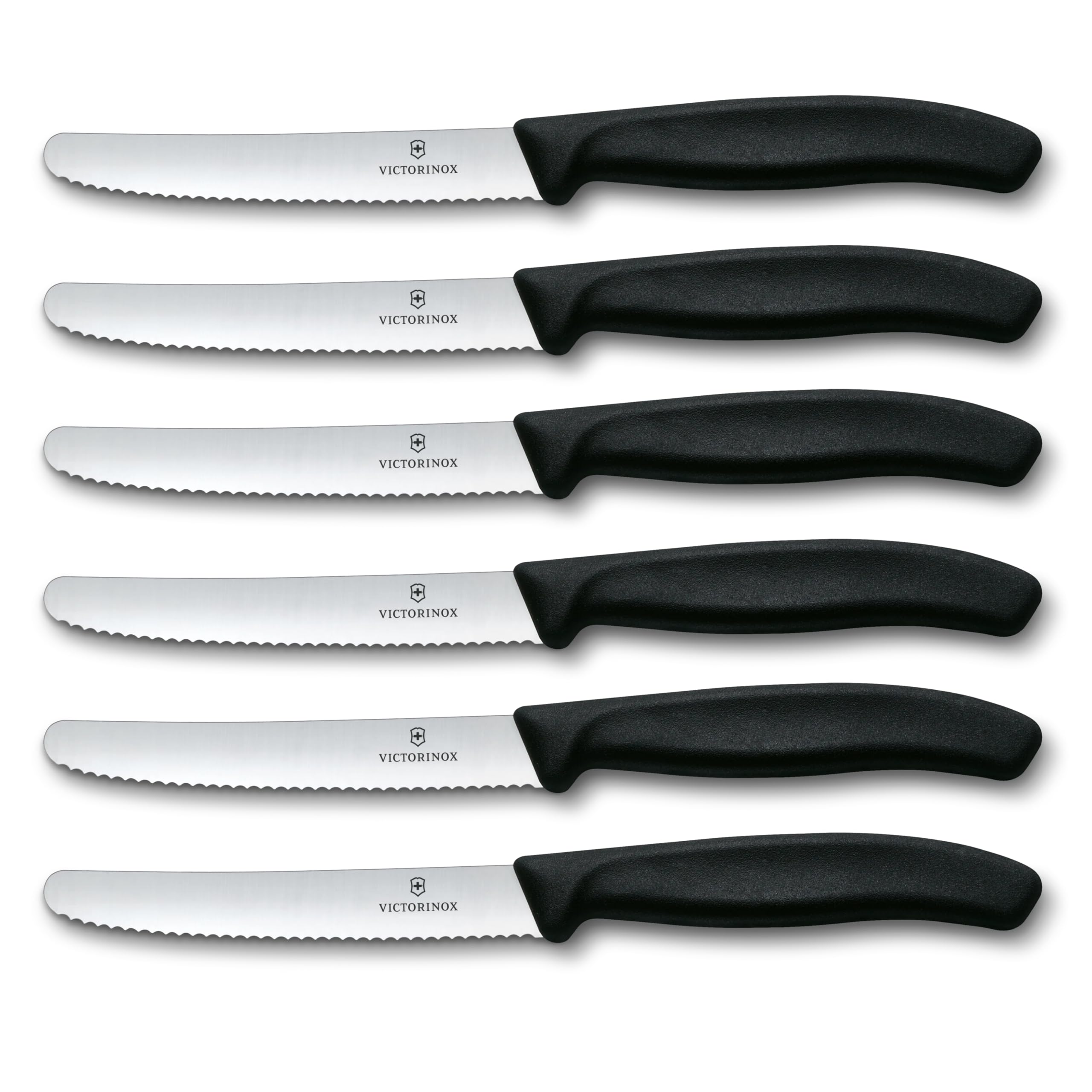 Victorinox 6 Pieces New Handle Shape Table Knife Tea Time Knife Black