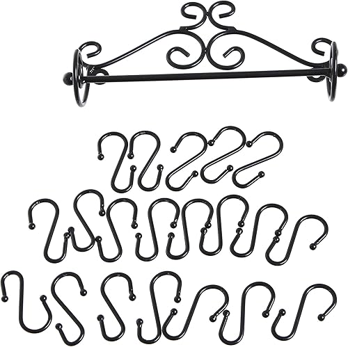 Vista 14 de Estante Montado en la pared diseño de espirales de metal negros de almacenamiento de cosméticos c/20 Collares para colgar – MyGift Negro,Negro