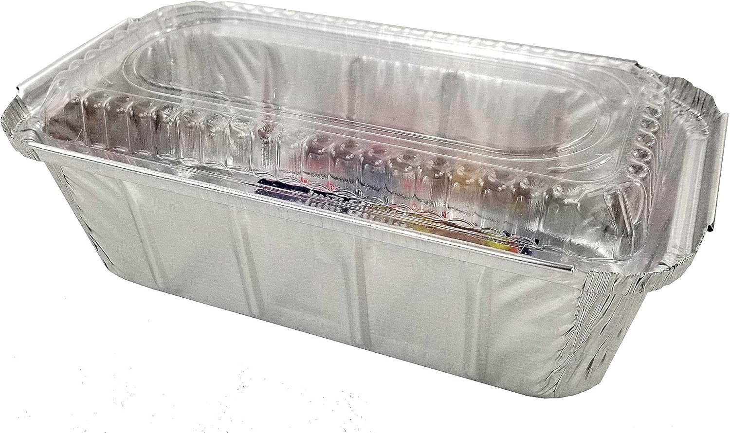 PACTOGO 1 1/2 lb. IVC Disposable Aluminum Foil Loaf Bread Pan w/Clear Dome Lid (8" x 4.1" x 2.2") - Heavy Duty Made in USA (Pack of 50 Sets)