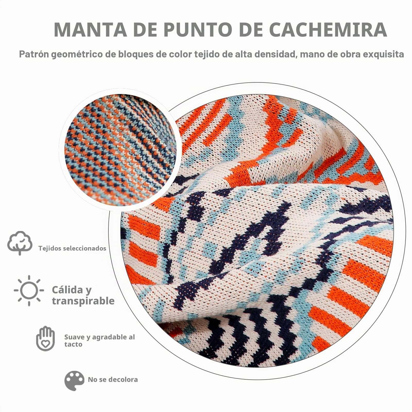 LumiSyne Manta De Punto con Borlas Vintage Estilo Etnico Bohemio Patrón Geométricos Cálido Suave Cubresofa para Sofá Cama Cubrecama Manta Chal 130x110cm