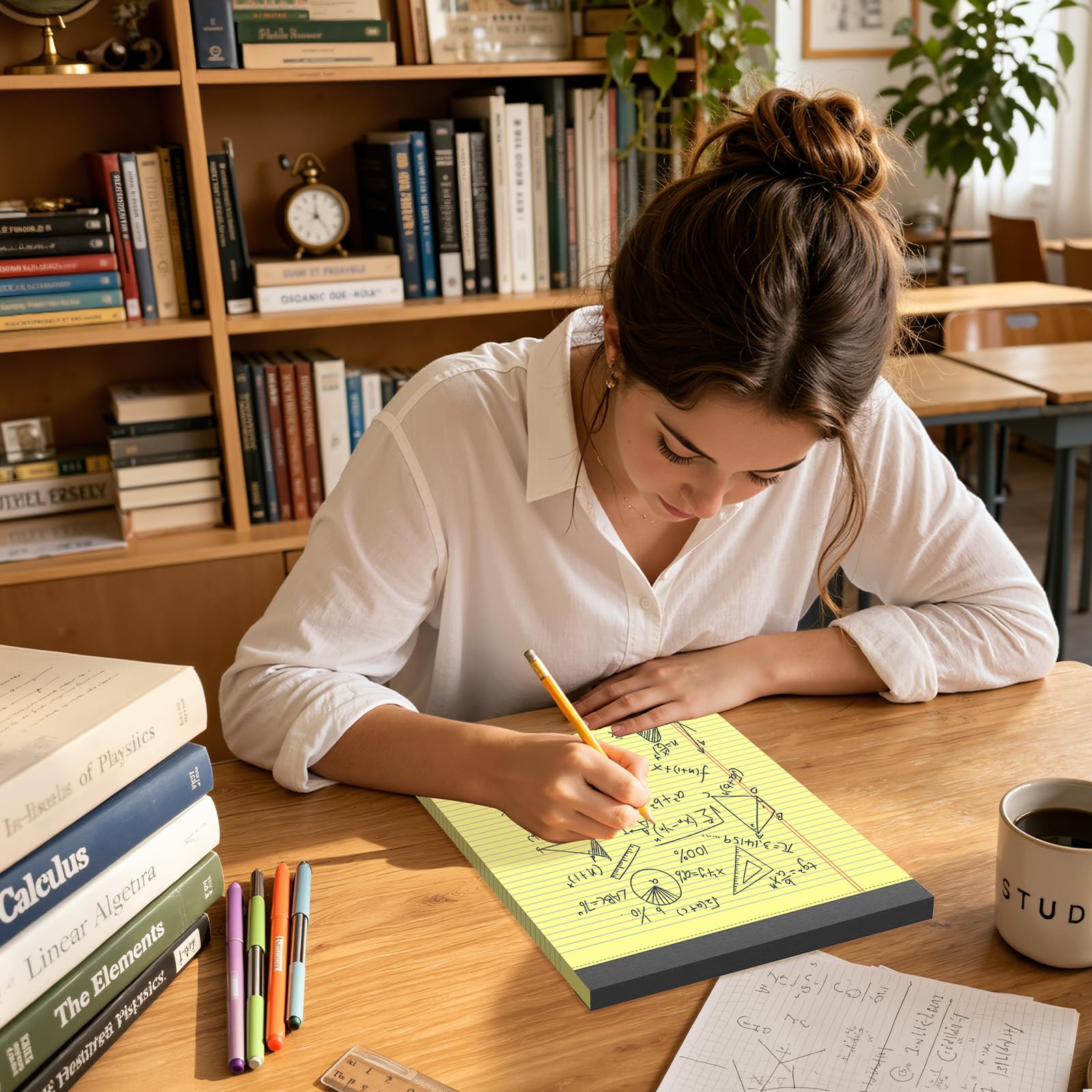 2 Stück 21,6 x 27,9 cm gelbe Notizblöcke, College-Schreibblöcke mit harter Rückseite, mikroperforierte Notizblöcke für Büro, Schule und Zuhause, 50 Blatt pro Block, ideal für Studenten, Lehrer und