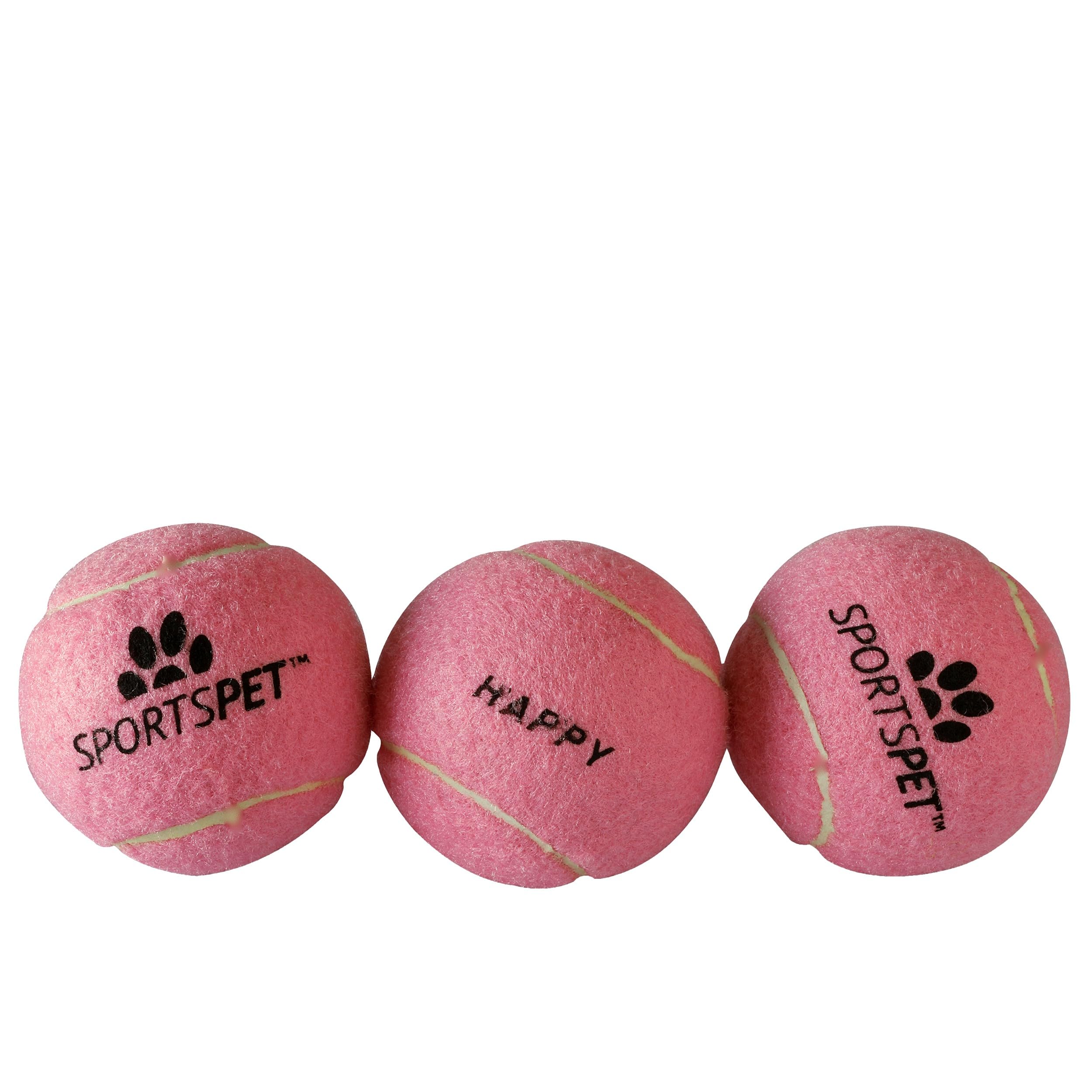 SPORTSPET Tennis Balls for Dogs - Extra Bouncy - Non Toxic - Durable - Long Lasting (Pink Tennis Balls (3 Pack)) โ image 1