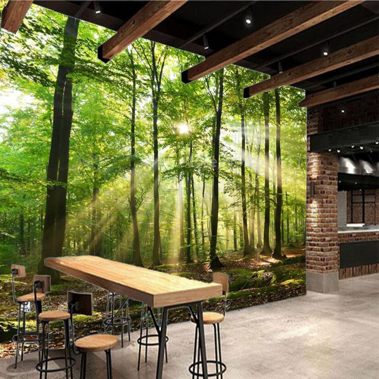 HEBIQUAN Mural 3D living room wallpaper sunny green forest wall painter