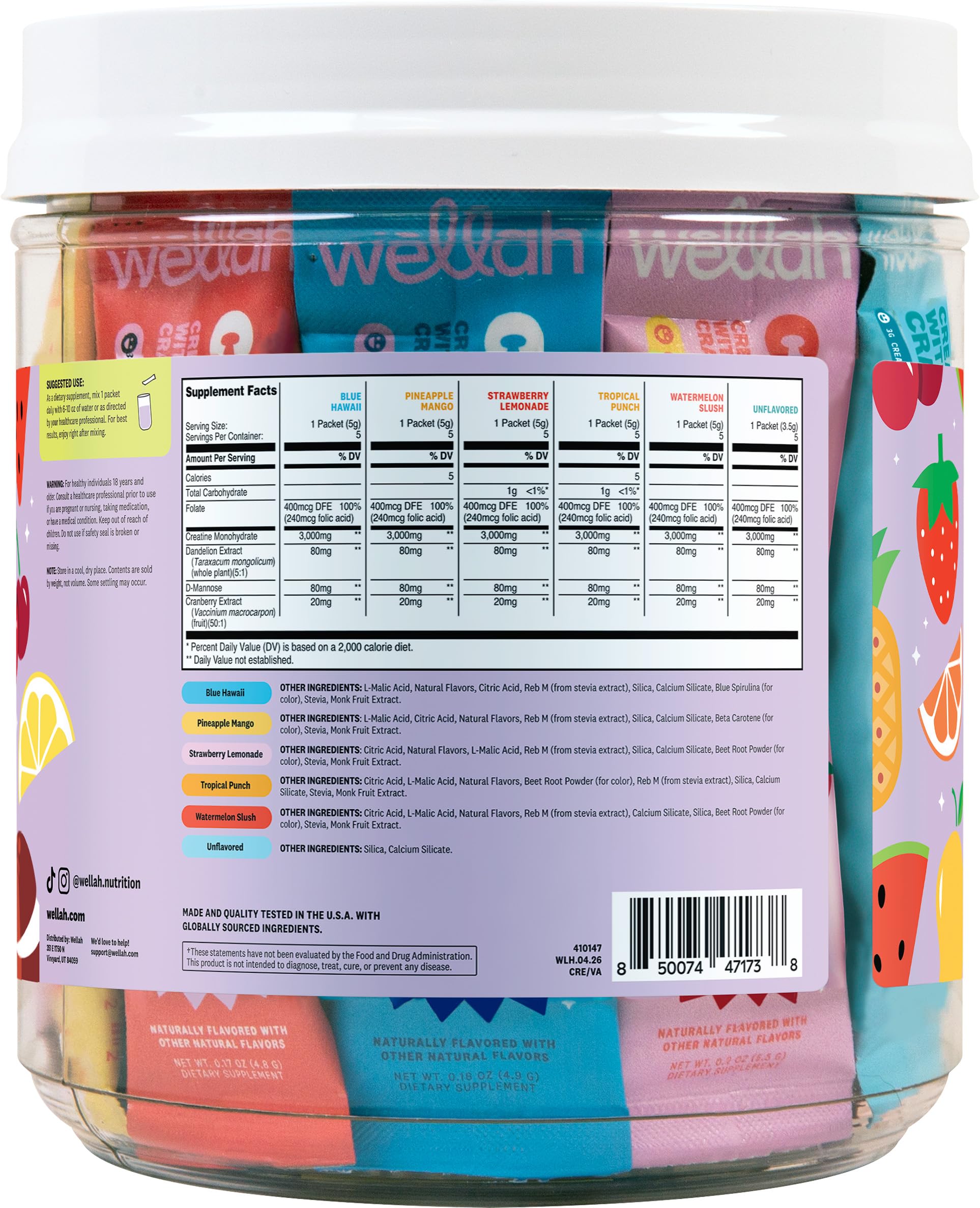 Wellah Creatine for Women (Variety Pack) 30 Stick Packs, 6 Flavors — Amazon image 4
