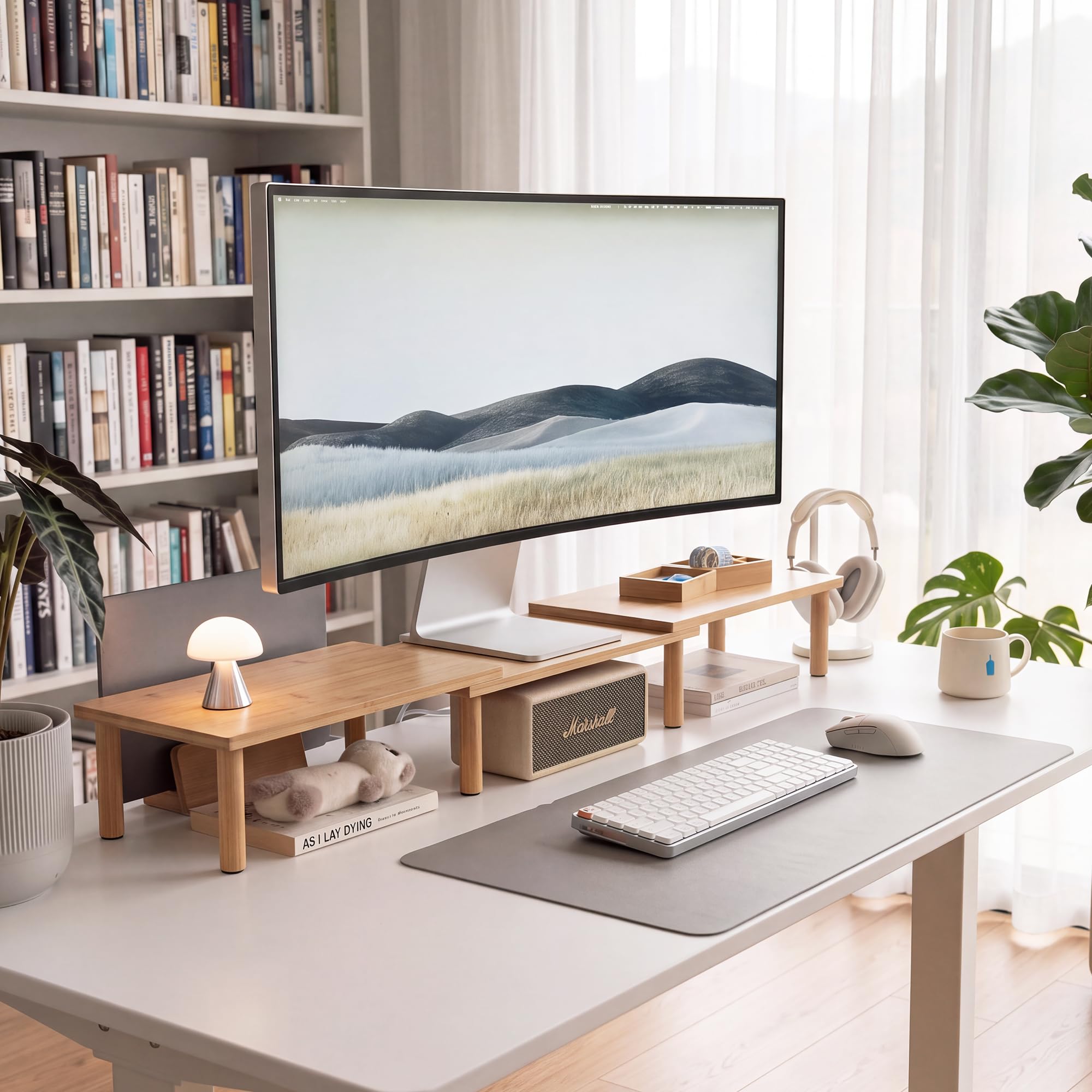 Bamboo Monitor Riser, 3-in-1 Modular Computer Monitor Stand