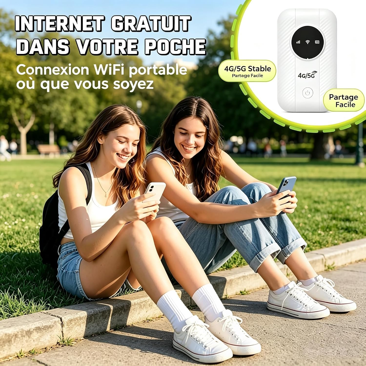 Routeur 5G Portable WiFi 6, Déverrouillé avec Emplacement SIM Modem Internet Mobile Haut Débit 5G/4G+, Connexion Jusqu'à 26 Appareils, Idéal Voyage et Télétravail
