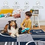 RUGSREAL Washable Rug 5x7 Abstract Circles Area Rug Non Slip Floor Carpet Contemporary Soft Rug Low Pile Accent Rug for Indoor Living Dining Room, Navy