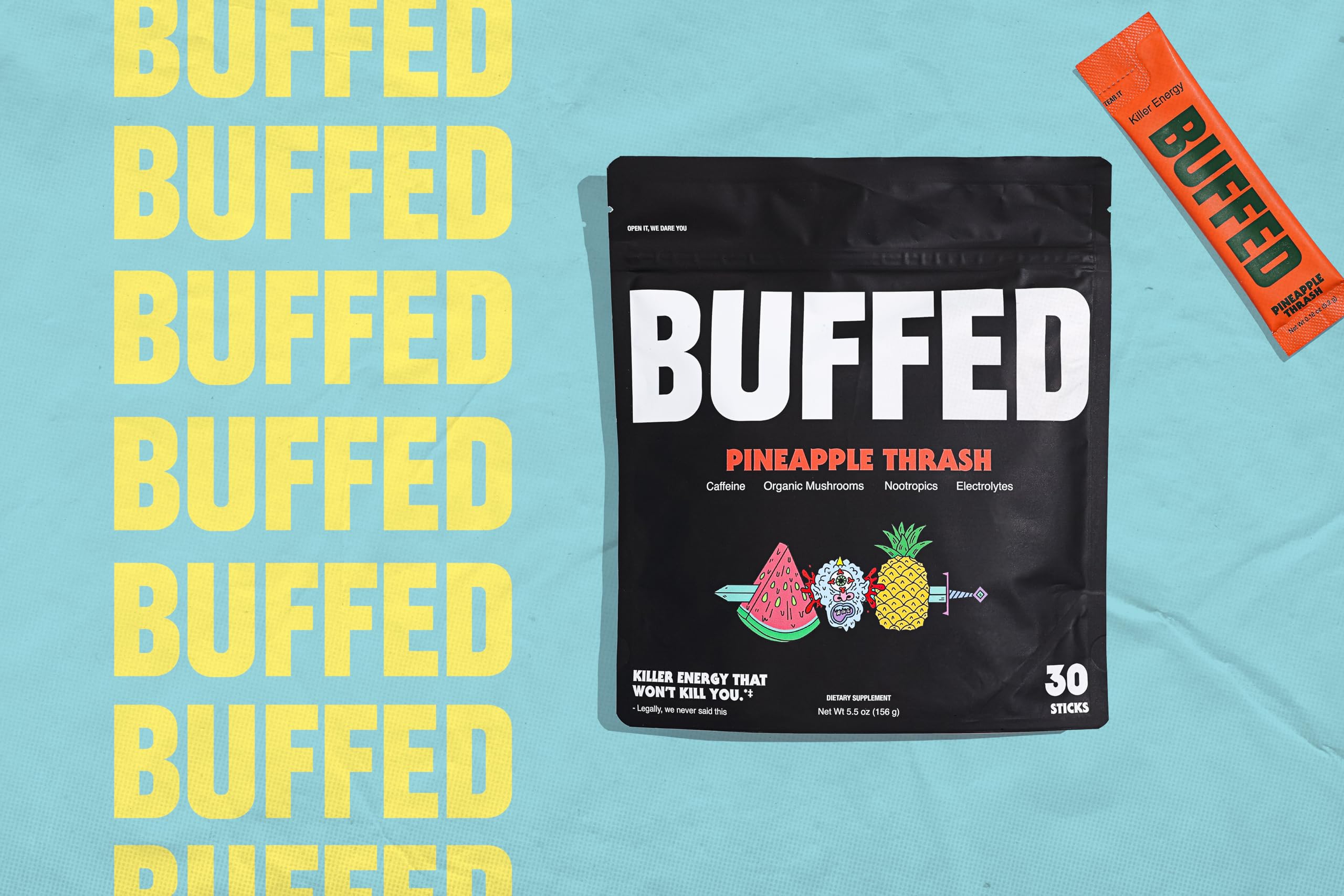 Amazon.com: BUFFED Energy Powder Stick Packs, Drink Mix | Clean