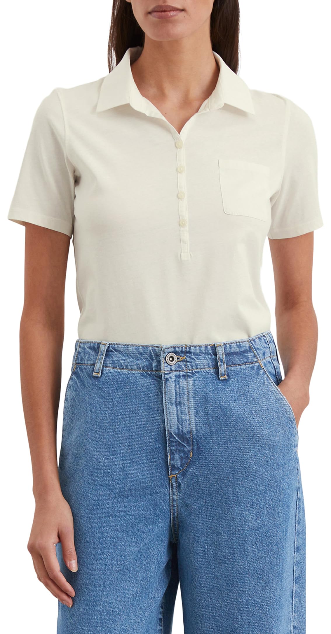 Marc O'Polo Damen Kurzarm-Poloshirt aus Bio-Baumwolle Slim Fit