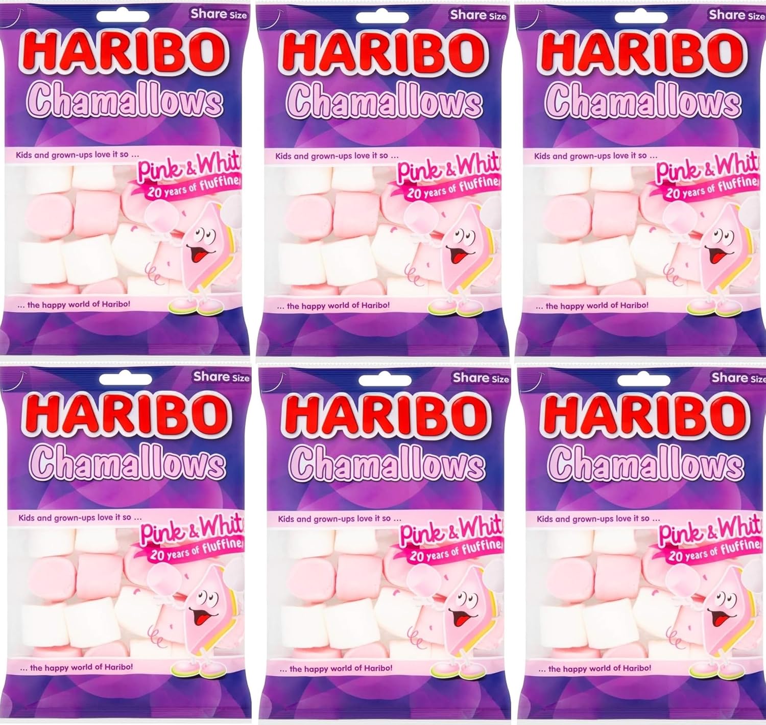 Haribo Chamallows Marshmallows Pink & White Share Sweet Treat Bags 140g