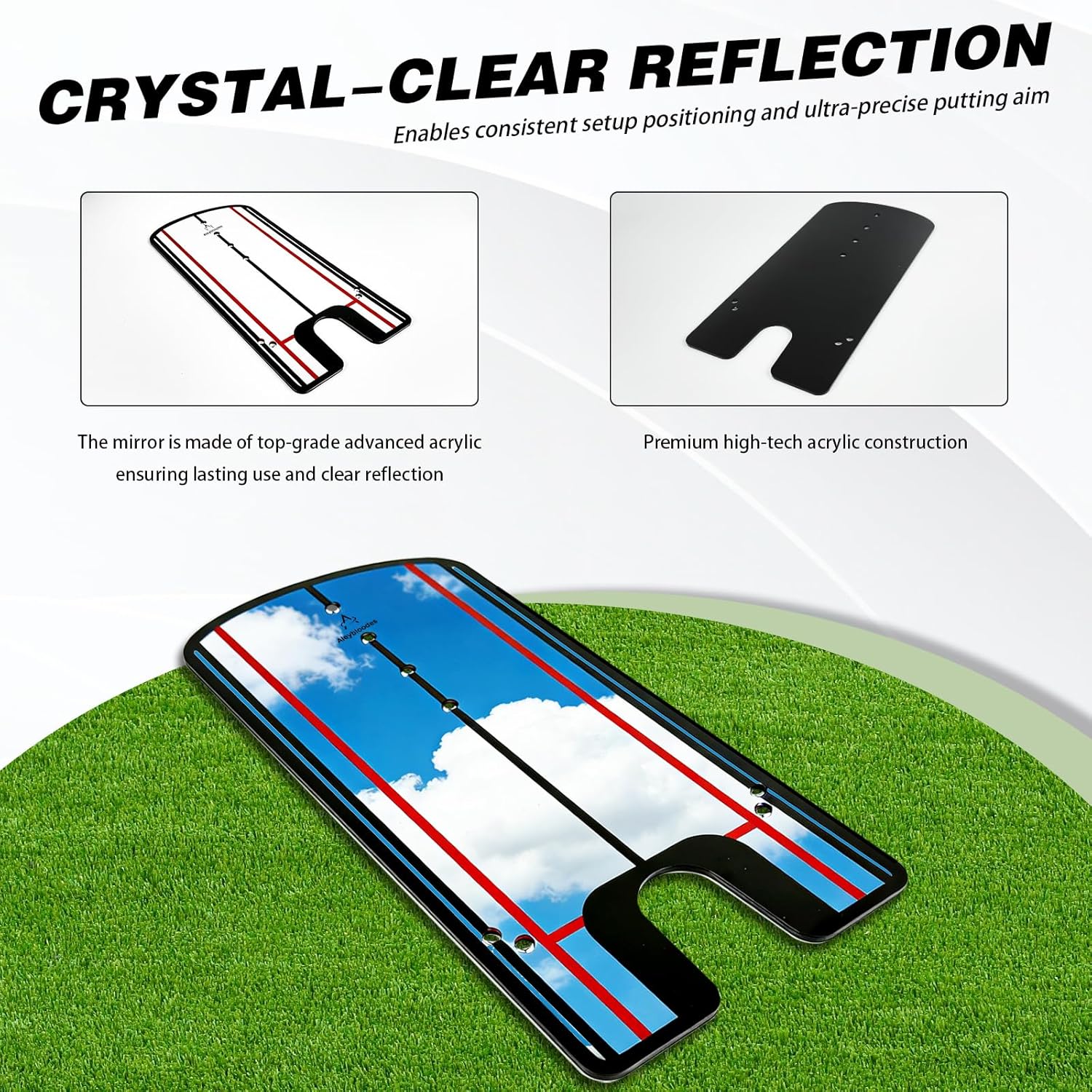 Putting Mirror Alignment Training Aid – Golf Putting Practice Tool for Improved Accuracy & Consistency Indoor Outdoor