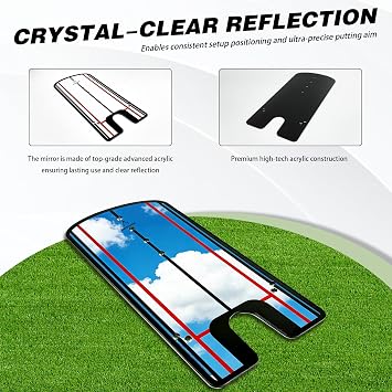 Putting Mirror Alignment Training Aid Golf Putting Practice Tool for Improved Accuracy & Consistency Indoor Outdoor