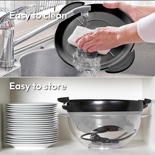 Miniatura 5 de Máquina de palomitas de maíz  Máquina eléctrica de 800 W para hacer palomitas de maíz de aceite caliente con placa antiadherente, tapa y agitador