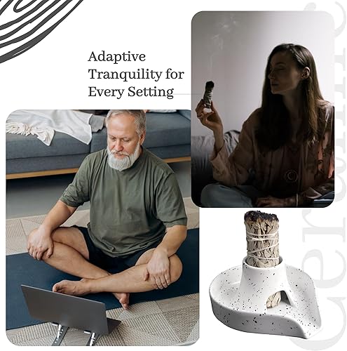 Miniatura 5 de Soporte para incienso de salvia, fácil de limpiar, 3 en 1, cuenco para manchas de salvia blanca, cuenco de cerámica para quemar salvia blancapalo de