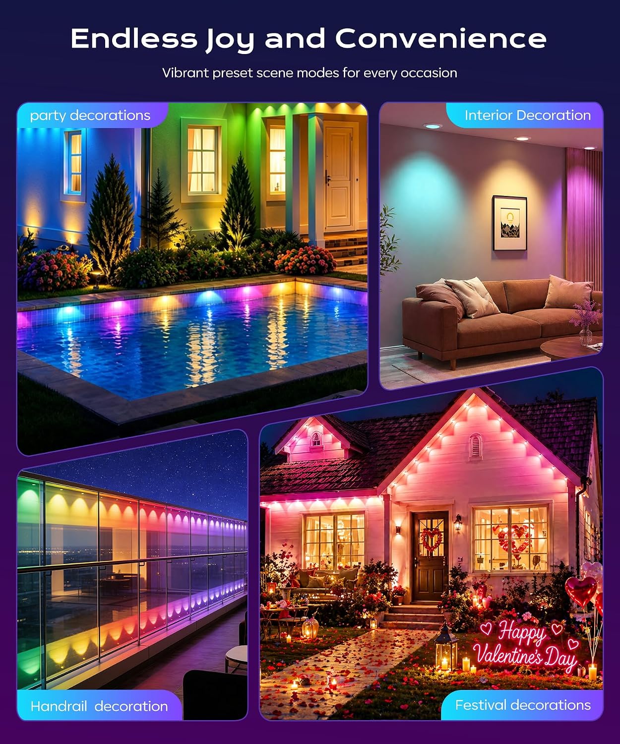 Permanent Outdoor Lights for House,50ft RGB+IC Lights with 16 Million Colors & 50 Scene Modes, App/Remote Control, IP67 Waterproof, DIY Music Sync, for Christmas, Holiday & Party Decor