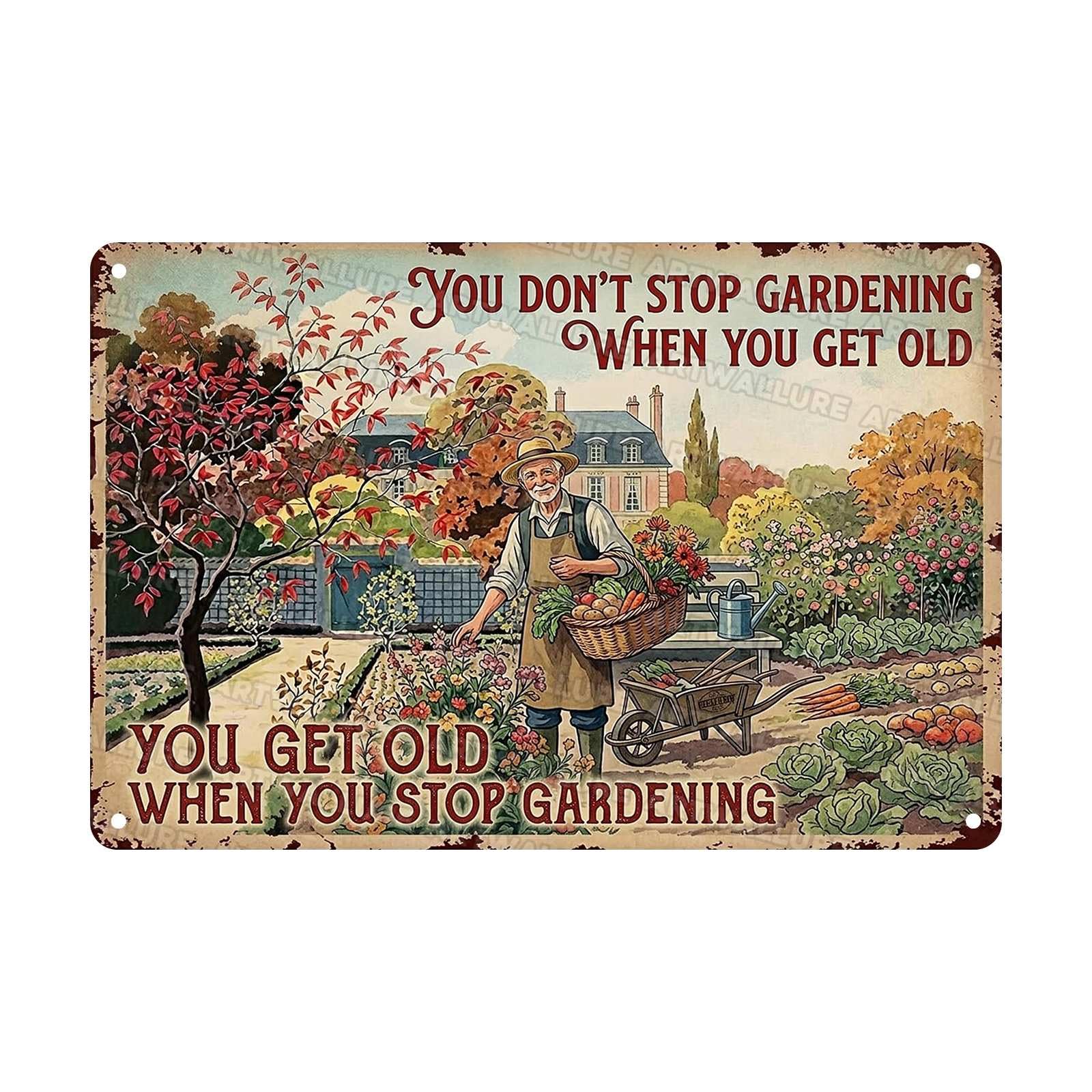 Vintage Gardening Sign Metal Tin Sign You Do Not Stop Gardening When You Get Old You Get Old When You Stop Gardening Gardeners Grandparents Greenhouse Garden Shed Patio Sunroom 8x12Inch