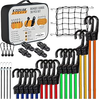 Sponsored Ad - KODIAK STRAPS 30-Piece Bungee Cords Set Include Tarp Clips, Bungee Balls and Cargo Net…