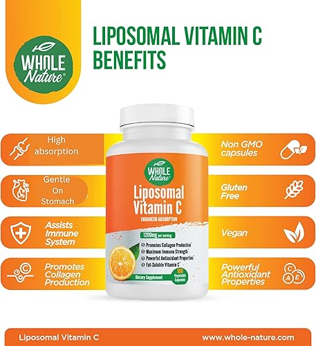 Miniatura 3 de Píldoras de suplemento de vitamina C liposomal de 1200 mg - Alta absorción 180 cápsulas veganas soluble en grasa VIT C, sistema inmunológico de