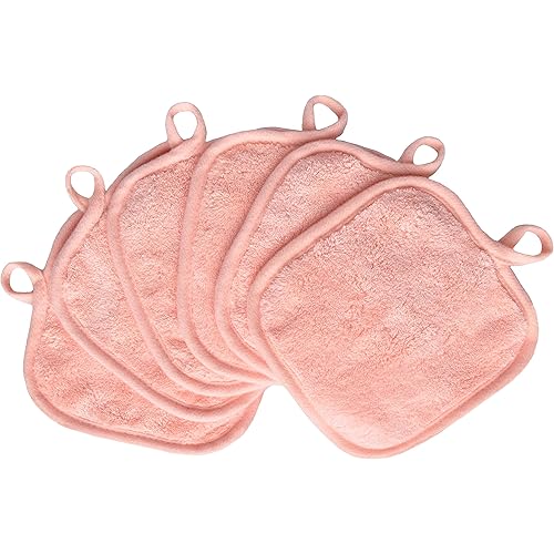 Makeup Remover Cloths for Face, Eye, Lips - Reusable Makeup Remover Pads Soft Microfiber Facial Cleansing Cloths 5 x 5 inch 6 Pack (Coral)