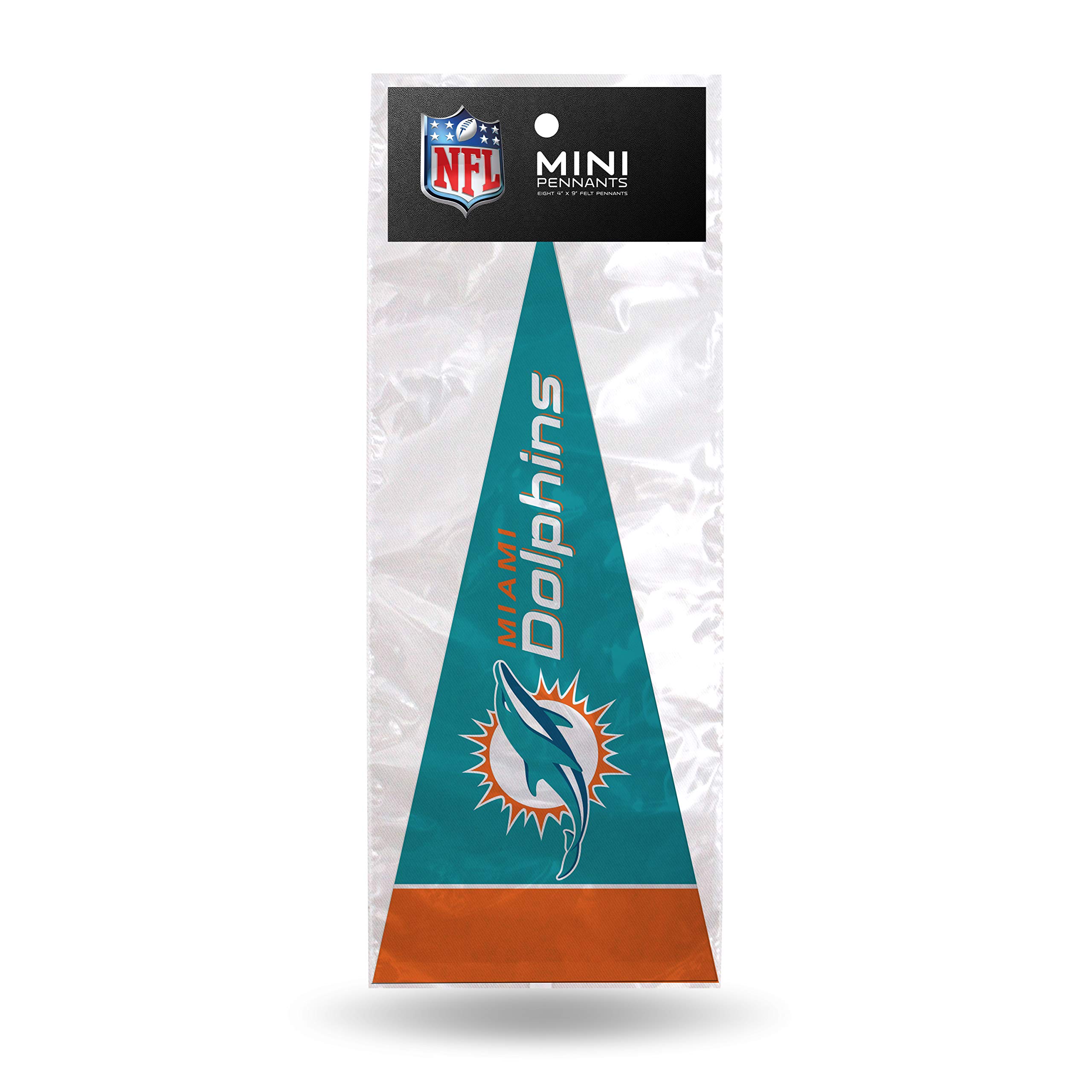 Fanions Miami Dolphins NFL bleu sarcelle - Format classique compact de 10,2 x 22,9 cm