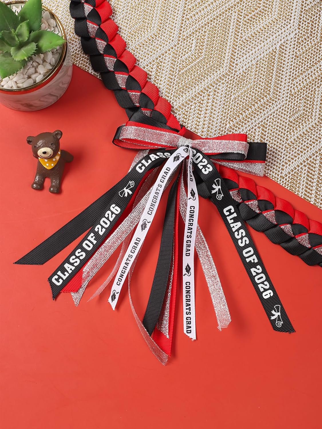 TFTAFAN Graduation Ribbon Lei Graduation Leis Necklace Class of 2026 Graduation Necklace Braided Necklace Graduation Gift Party Accessories for Women and Men