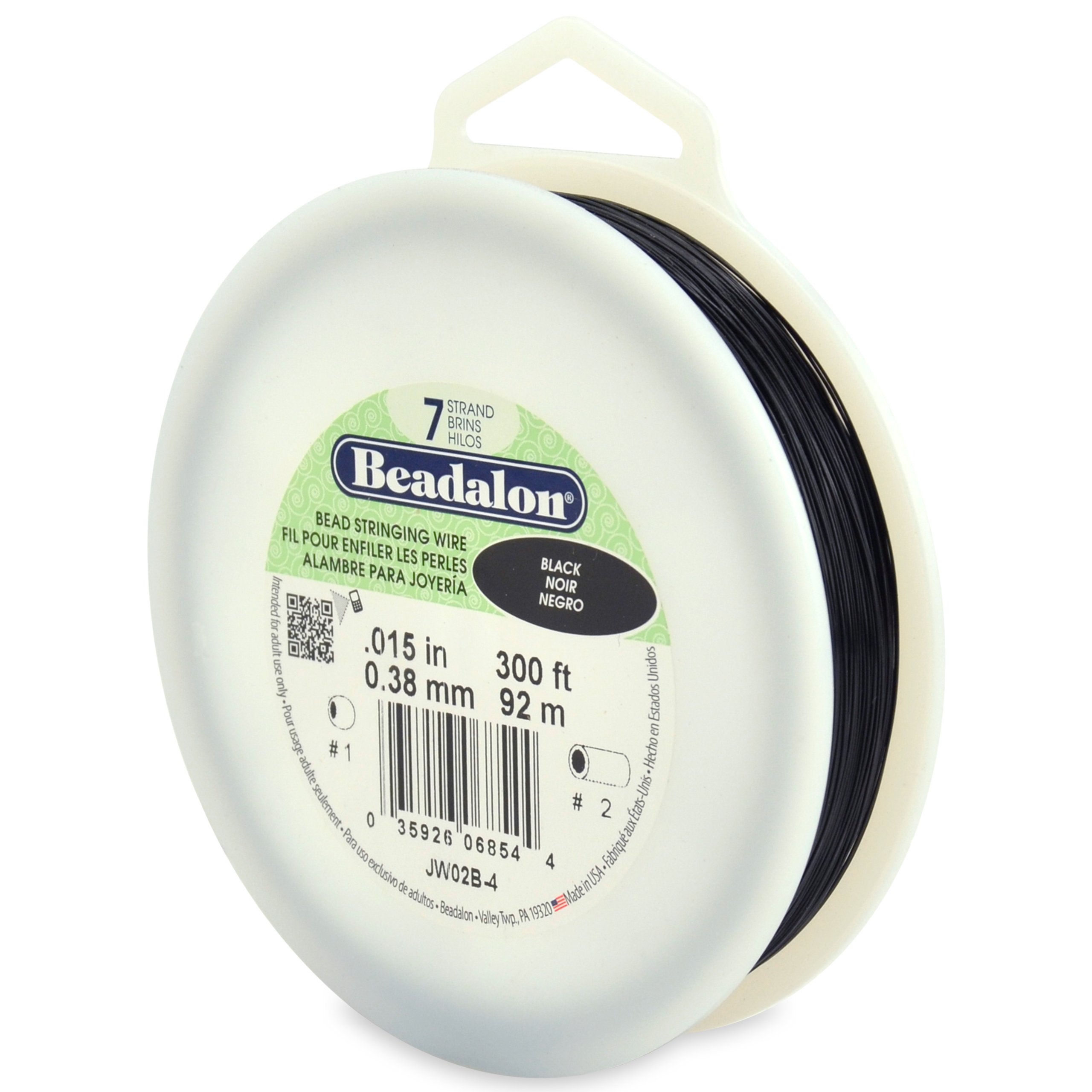 Beadalon 7-Strand 0.015" (0.38 mm) 300 ft (91.4 m) Black Bead Stringing Wire.015