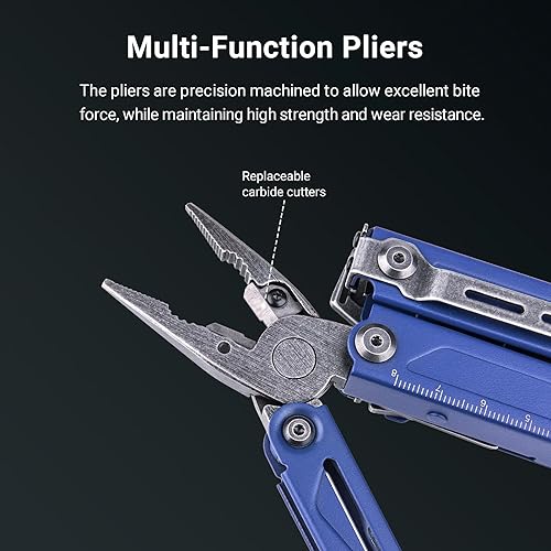 Miniatura 4 de NEXTORCH PIONEER MT20 14 en 1 multiherramientas de tamaño completo, juego de múltiples herramientas con tijeras, aguja, alicates de nariz, clip de