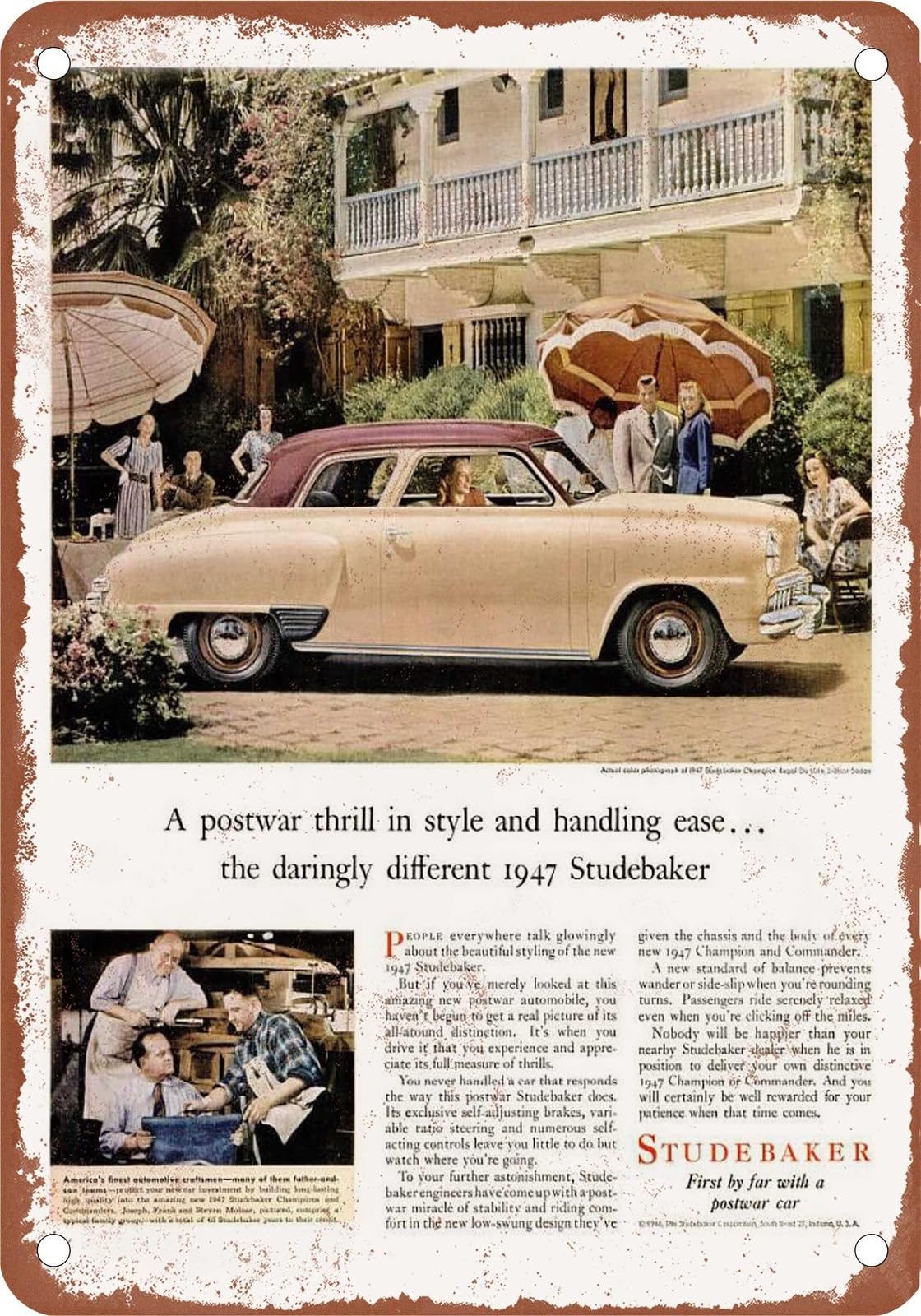 METAL SIGN - 1947 Studebaker Vintage Ad 06 - Old Retro Rusty Look home decor