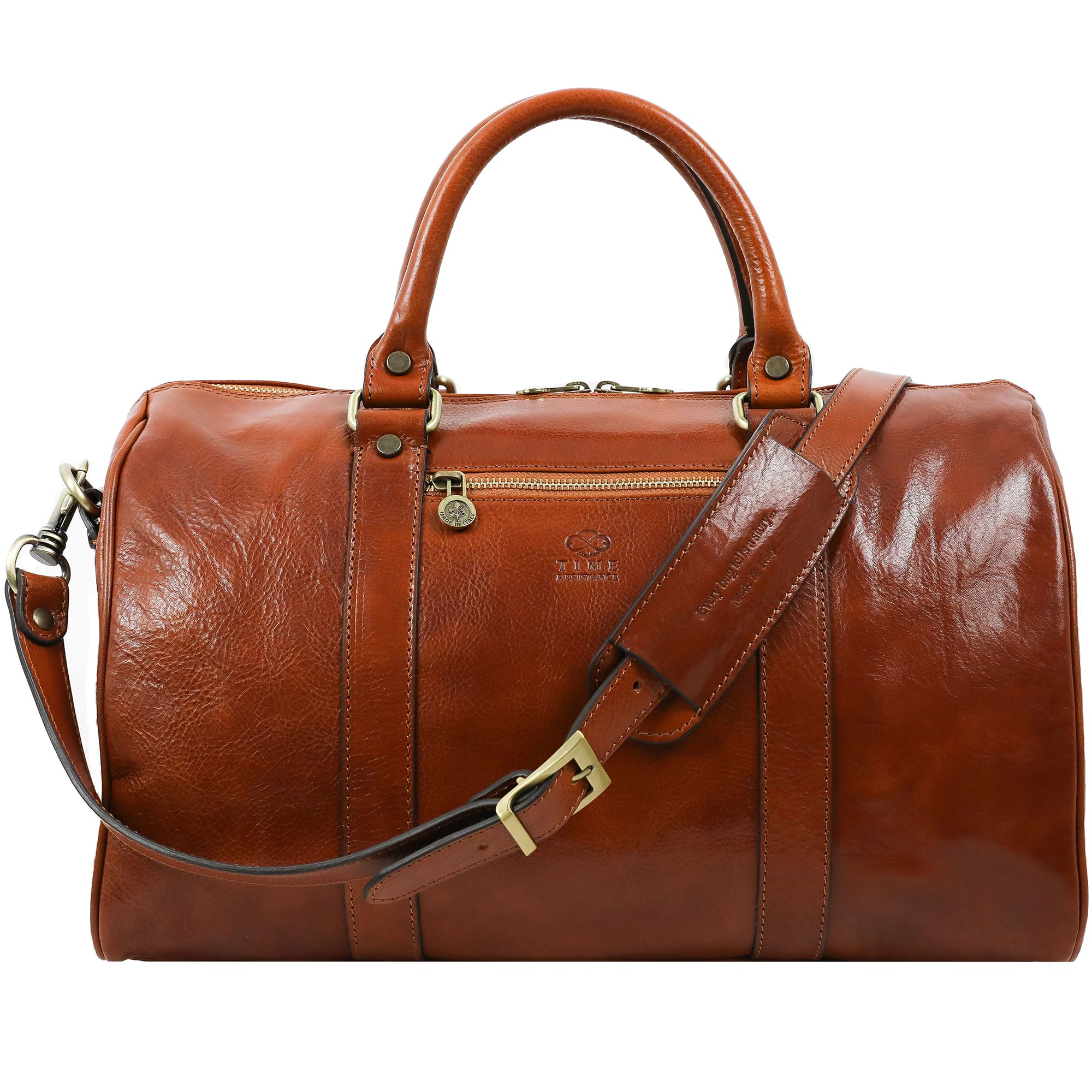 Bolsa de Viaje en Cuero, Bolso de Cuero para Hombres y Mujeres, Bolsa Deporte - Time Resistance