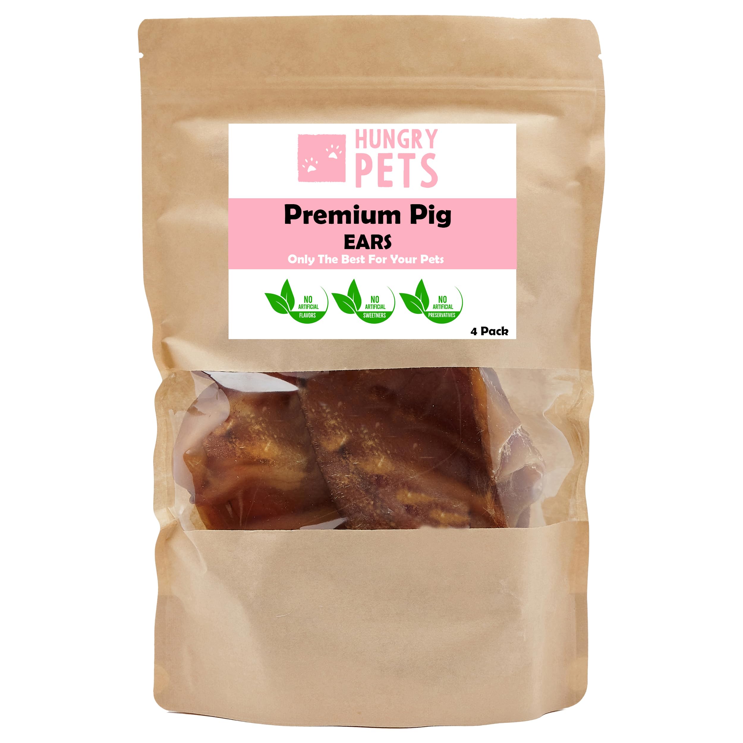 Premium Pig Ears, Dog Treat, 4 Pack